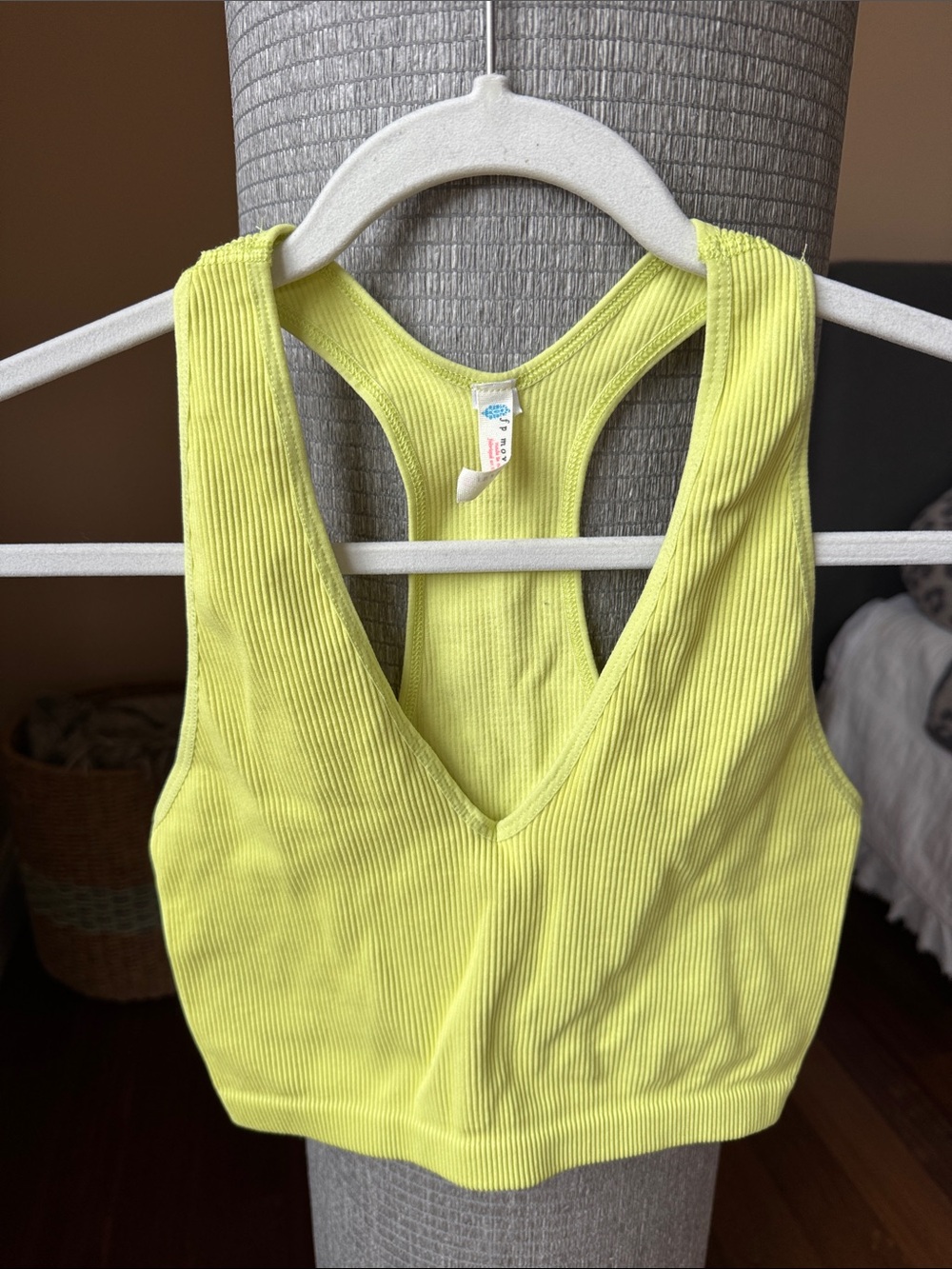 FP Movement by Free People Neon Lime Ribbed Racerback Bralette